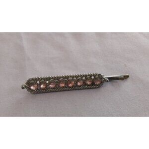 Vintage Silver Tone & Pink Rhinestone Hair Bobby Pin Hair Accessory Women